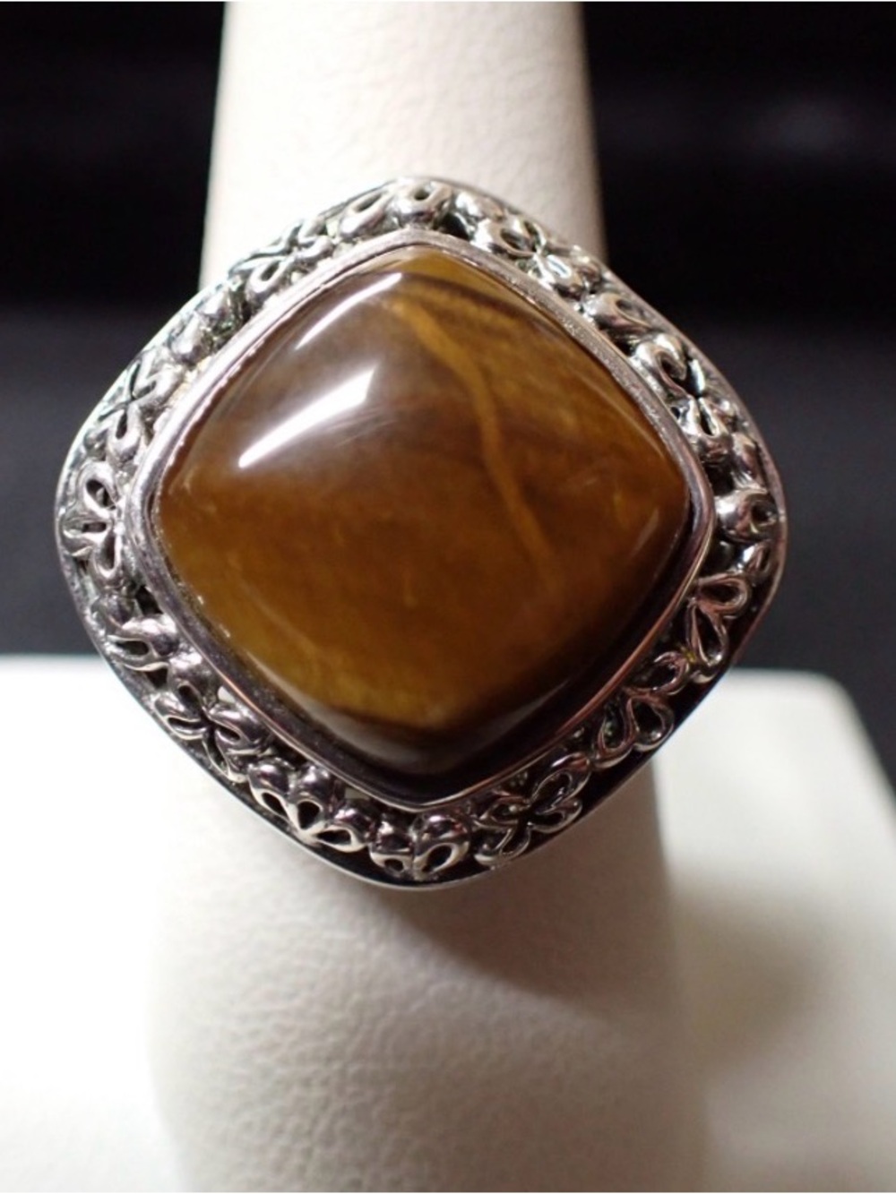 Sterling Silver Tiger's Eye Ring - Brown Stone